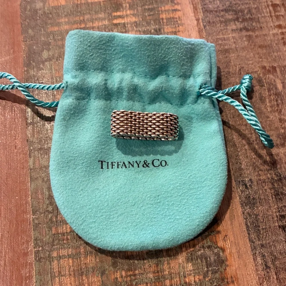 Tiffany & Co. Somerset Sterling Silver Mesh Ring Size 7 - Picture 2 of 6